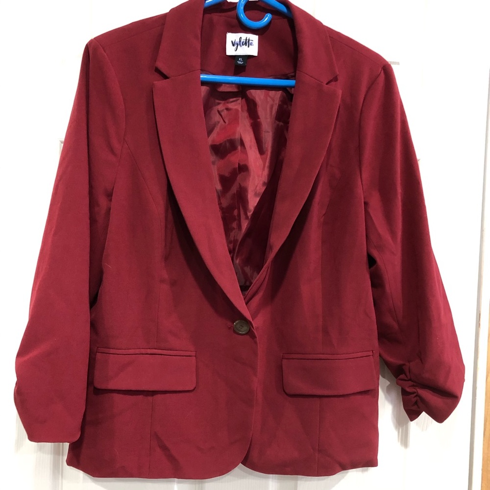 NWT Vylette Maroon Blazer Button Front Jacket XL.